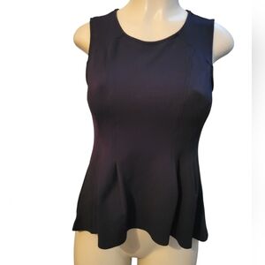 Monteau Black Fitted Peplum Tank Top Medium Demure Classic Timeless